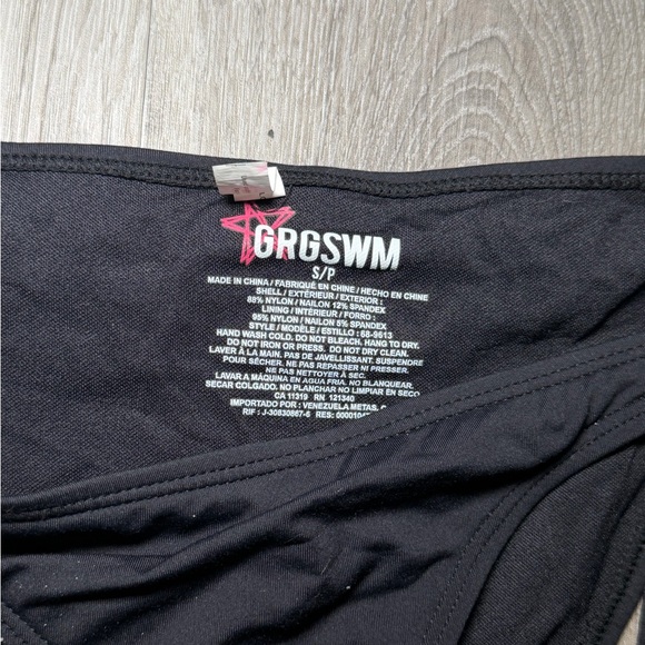 Black Side-Tie Bikini Bottoms - GRGSWM Logo - Picture 2 of 3